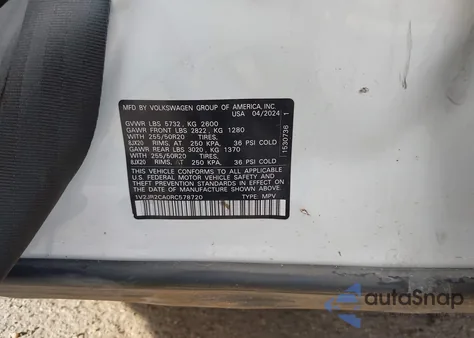 2024 Volkswagen Atlas 2.0T Se W/Technology from USA, damaged, VIN 1V2JR2CA0RC578720